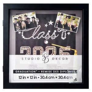 🆕 Large Black Shadow Box 12" x 12" Graduation Front Loading Frame Studio Decor